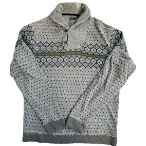 Burkman Bros Sweater Men’s Medium Shawl Collar Pullover Nordic Fair Isle Dad